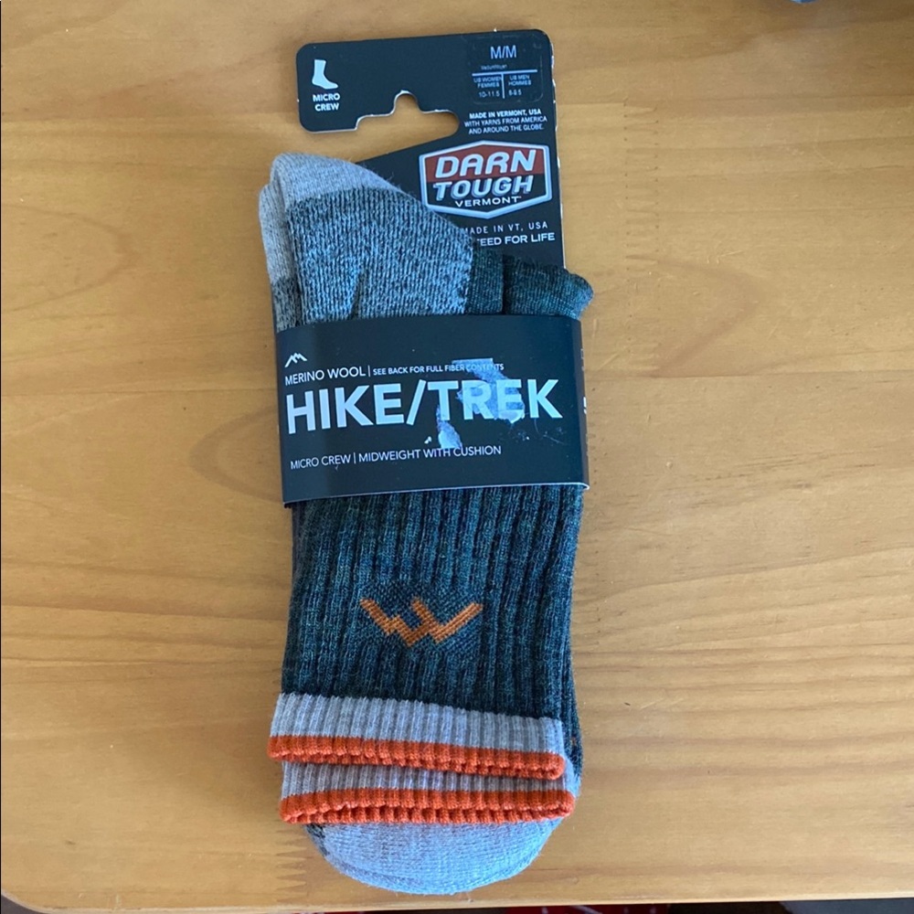 Darntough Men's Hike/Trek Socks - Gray and Orange